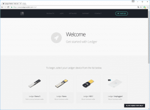 Ledger Nano startup page