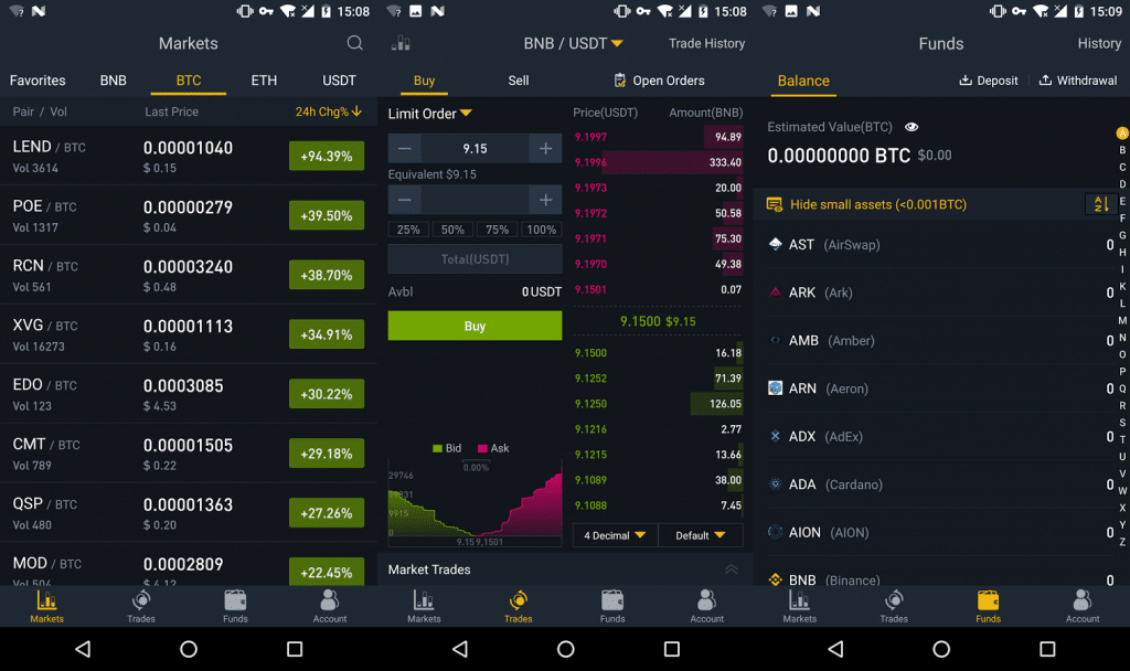 Android version of the Binance Platform.