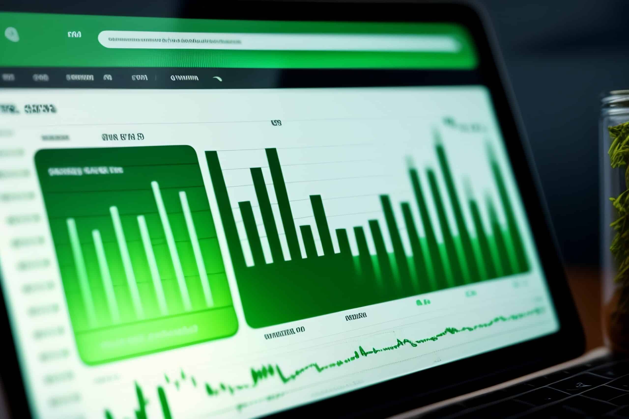 green candles charts crypto data market image