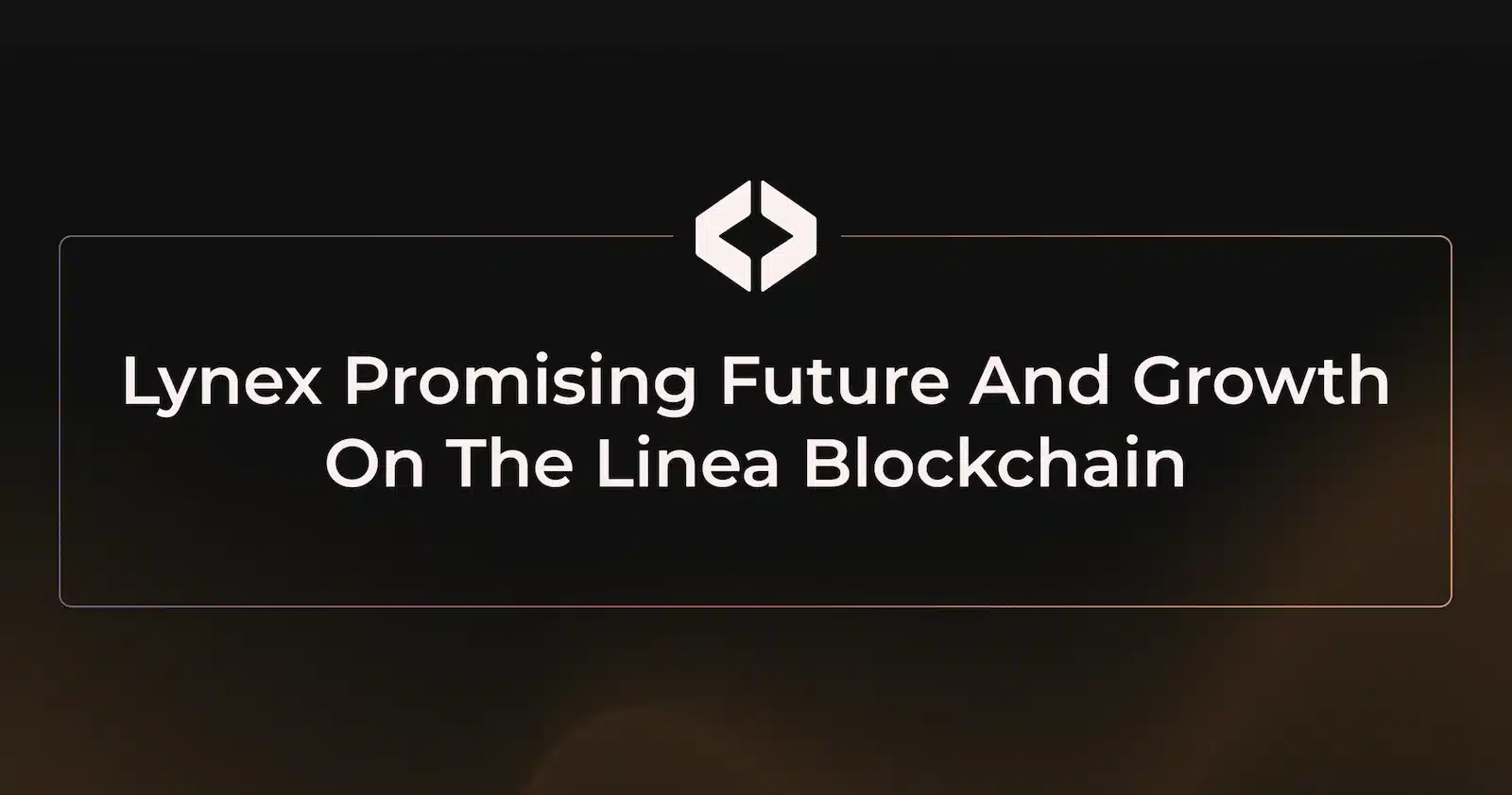 Dark promotional banner for Lynex featuring their geometric logo and text "Lynex Promising Future And Growth On The Linea Blockchain" in a gradient-bordered frame.