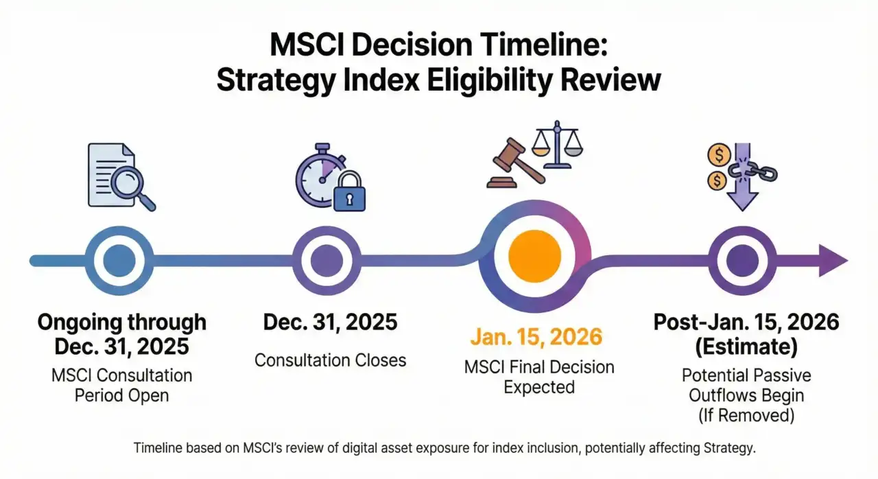 MSCI consultation timeline December 2025 to January 2026 decision on Strategy index eligibility