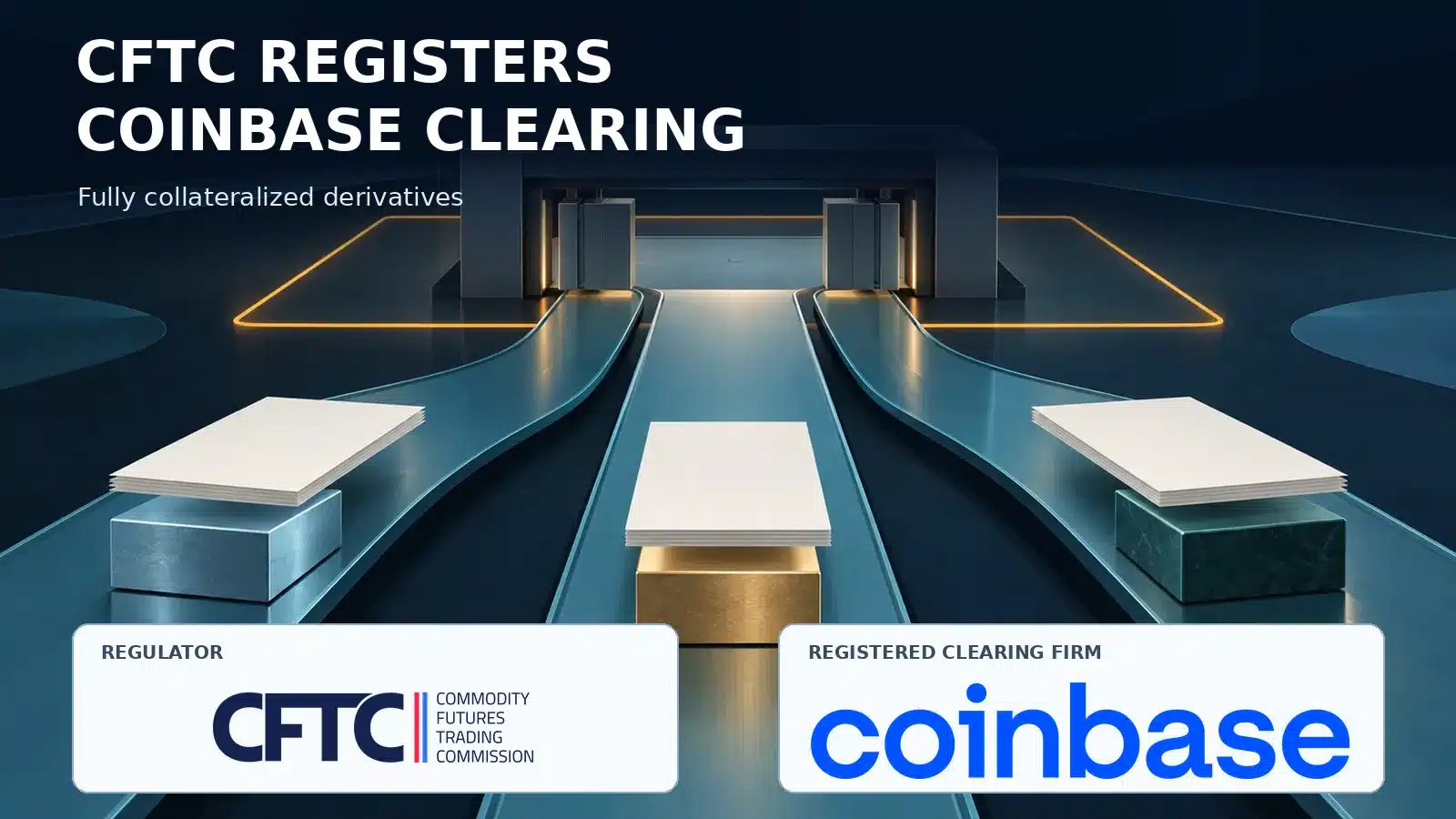CFTC registers Coinbase Clearing for fully collateralized derivatives; regulator and clearing firm labeled